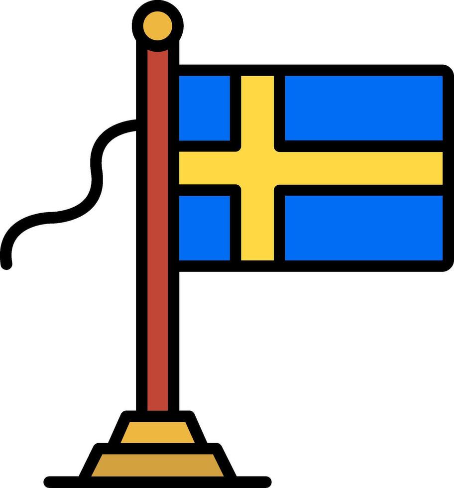 Sweden Flag Line Filled Icon vector