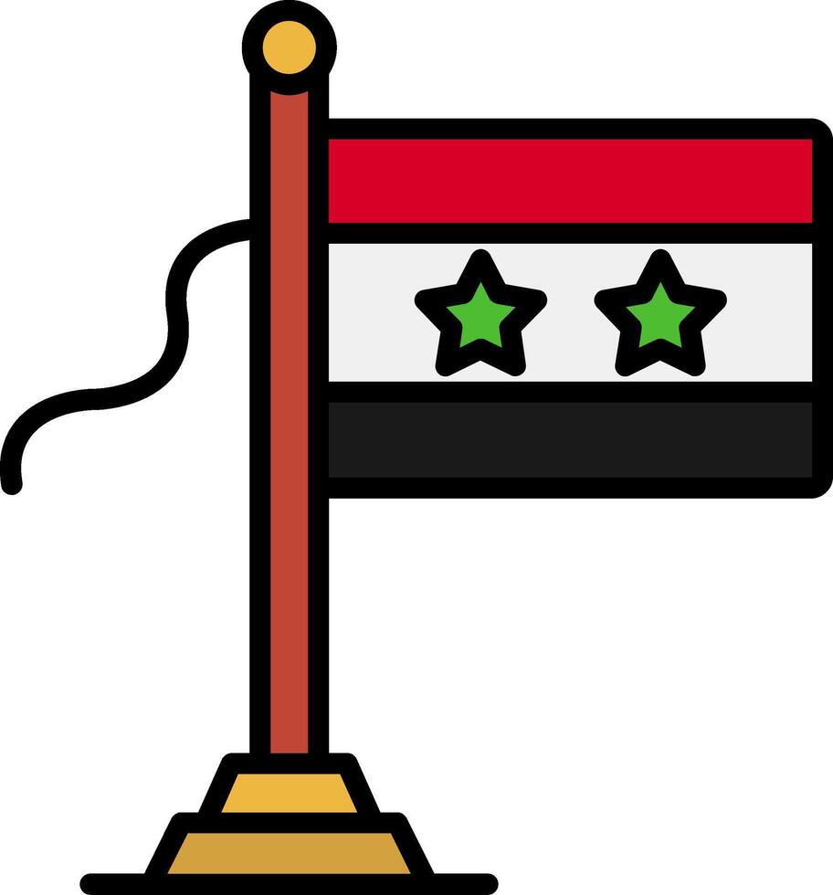 Syria Flag Line Filled Icon vector