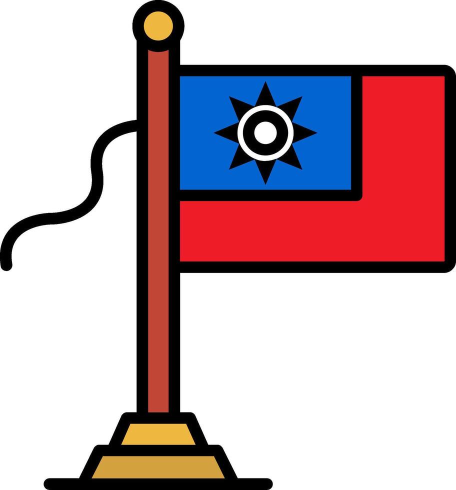 Taiwan Flag Line Filled Icon vector