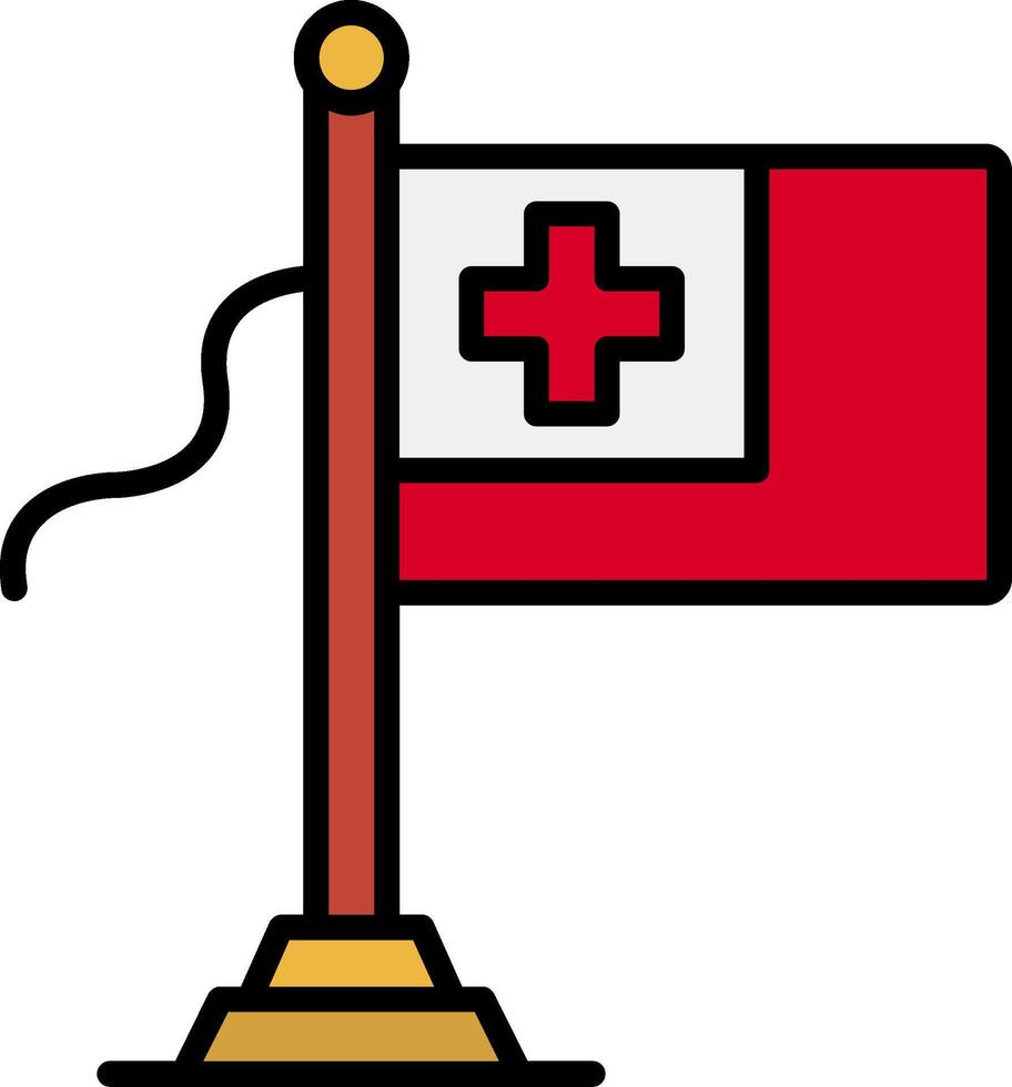 Tonga Flag Line Filled Icon vector