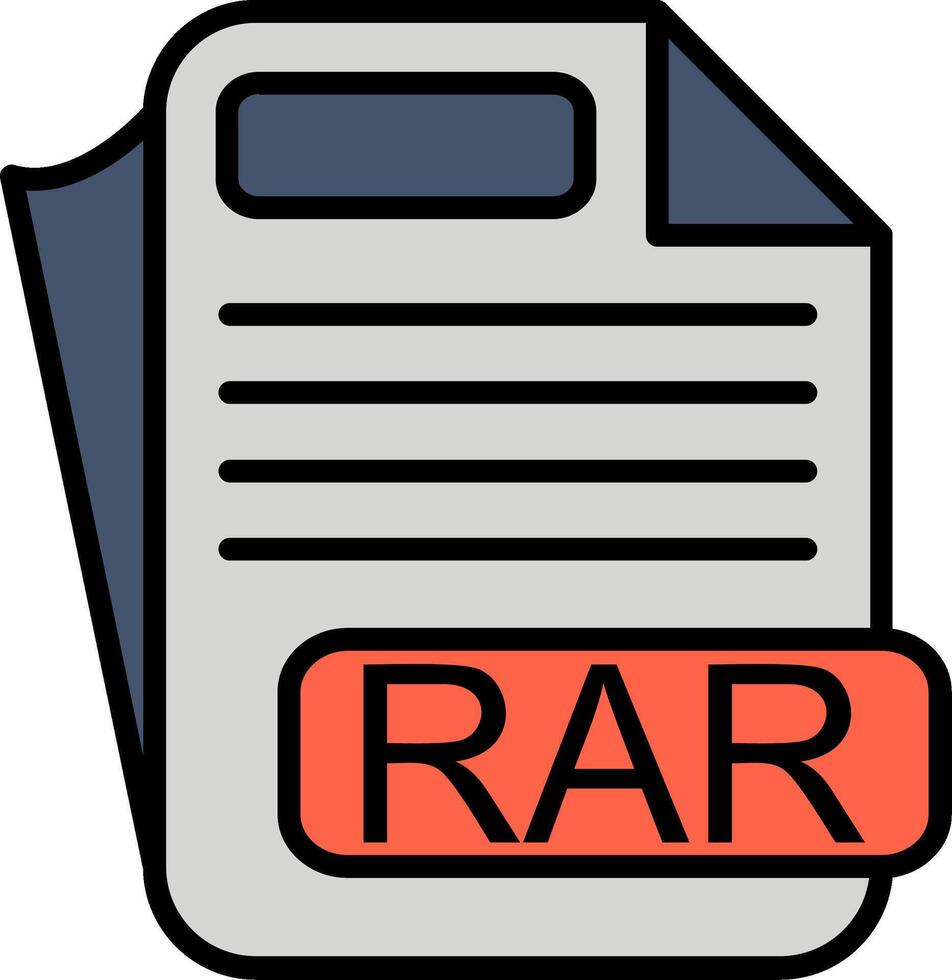 RAR File Format Line Filled Icon vector