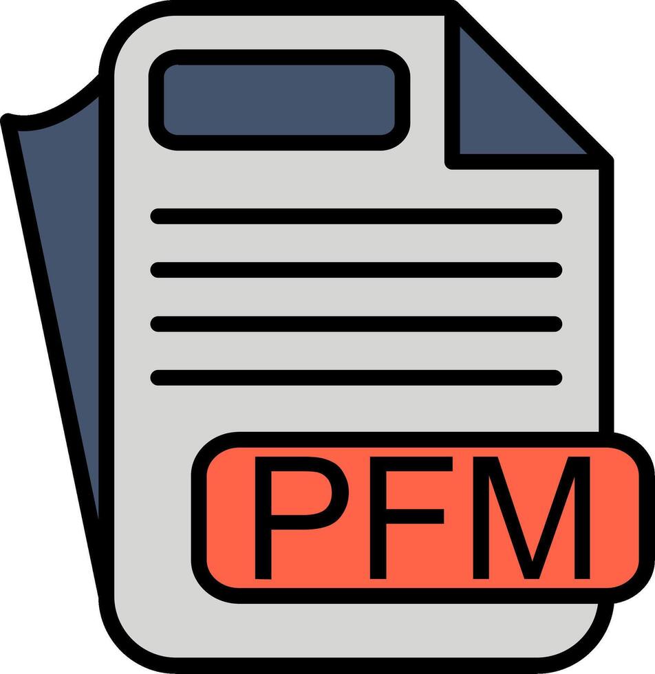 PFM File Format Line Filled Icon vector