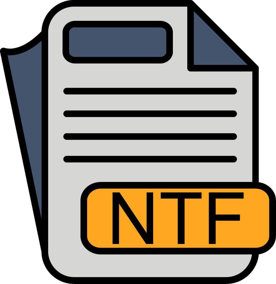 NTF File Format Line Filled Icon vector