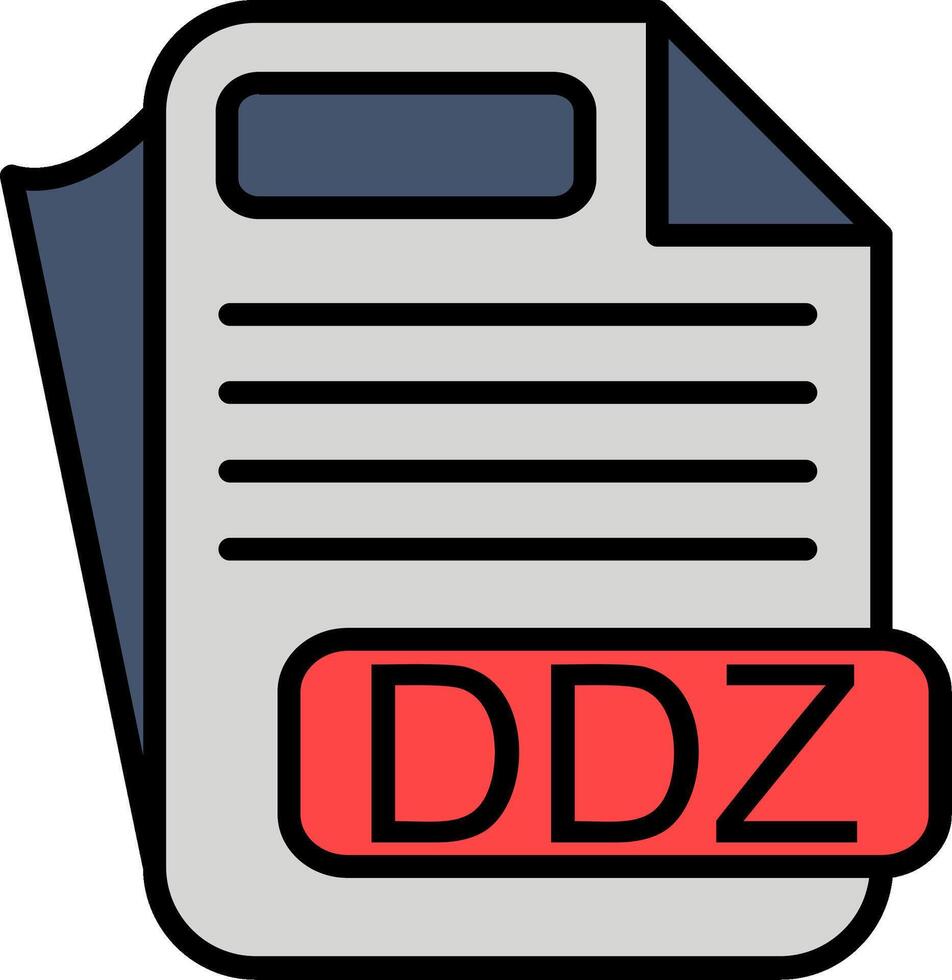 DDZ File Format Line Filled Icon vector