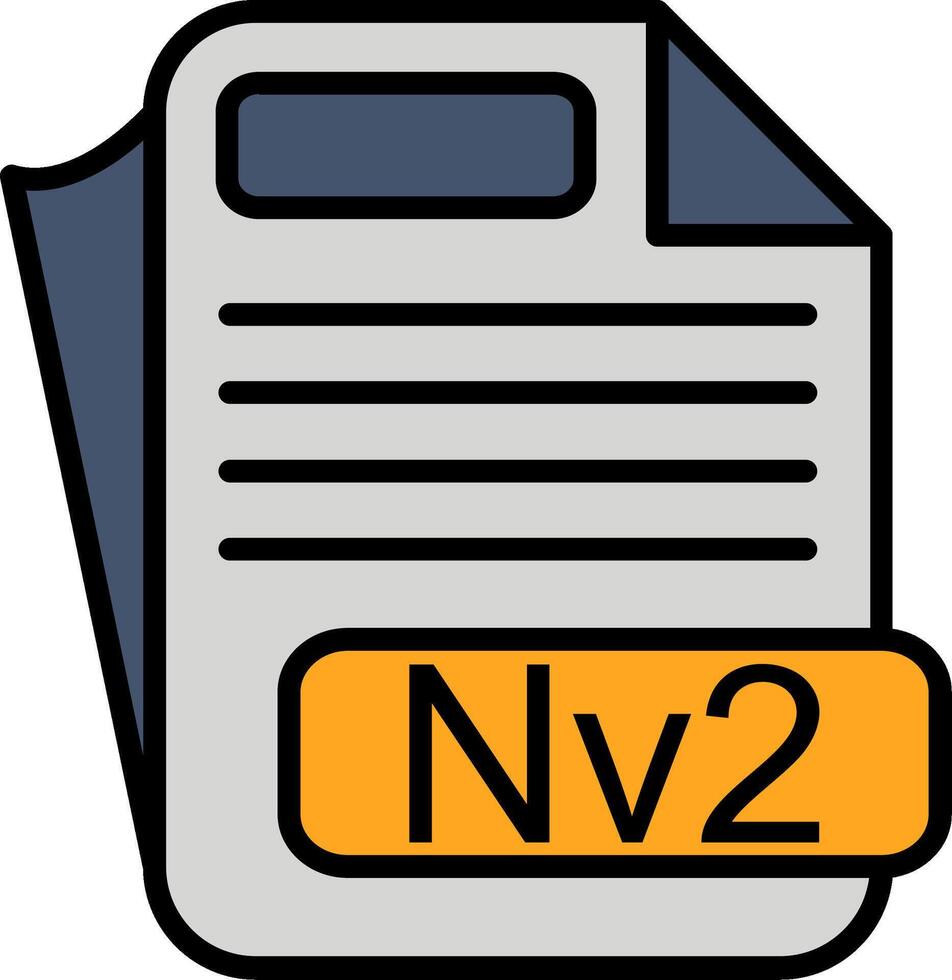 Nv2 File Format Line Filled Icon vector