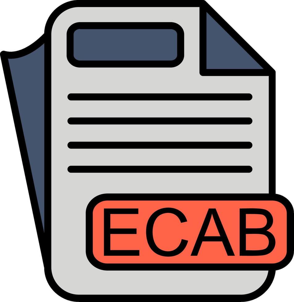 ECAB File Format Line Filled Icon vector
