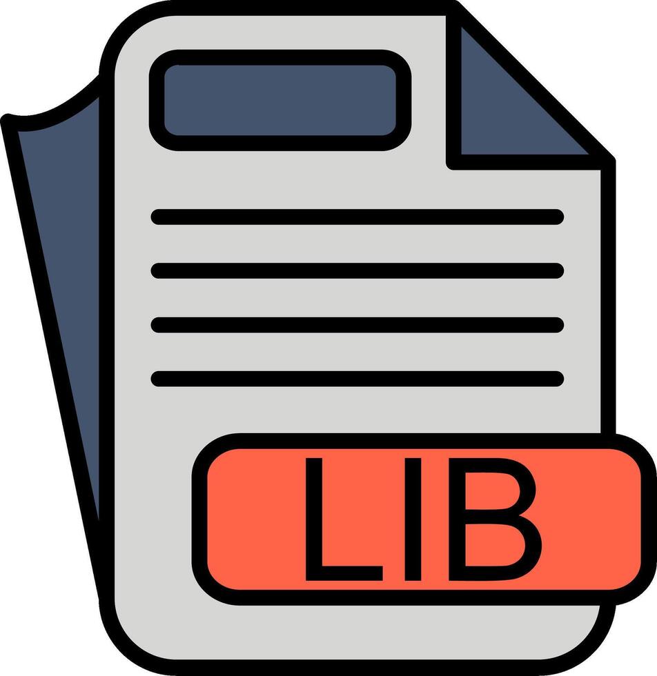LIB File Format Line Filled Icon vector