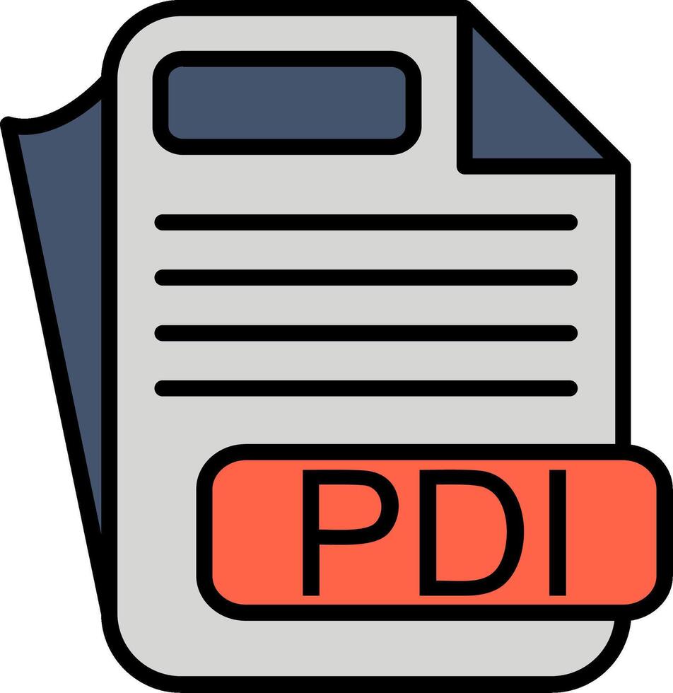 PDI File Format Line Filled Icon vector