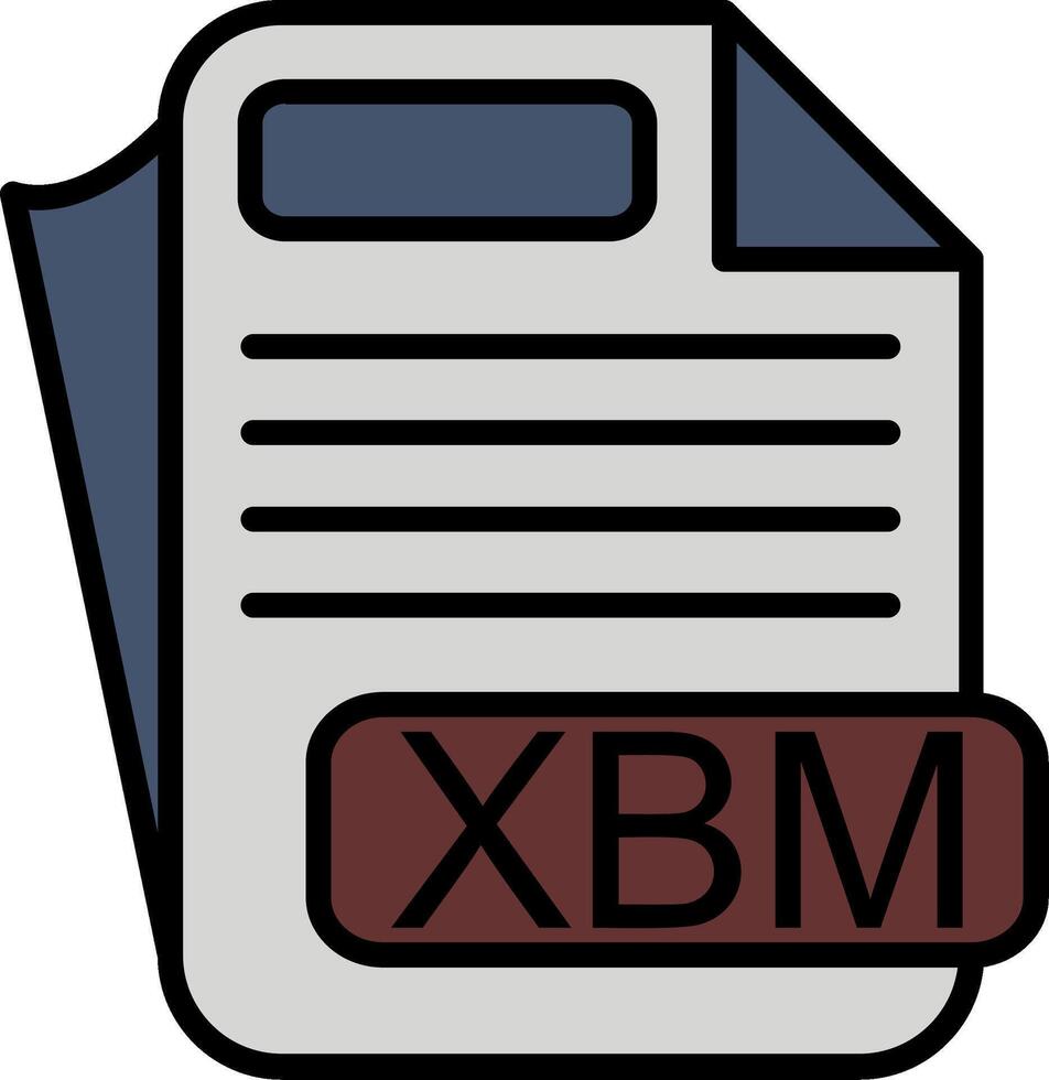 XBM File Format Line Filled Icon vector