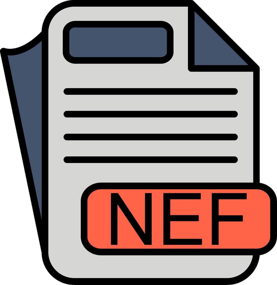 NEF File Format Line Filled Icon vector