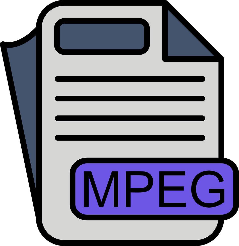MPEG File Format Line Filled Icon vector