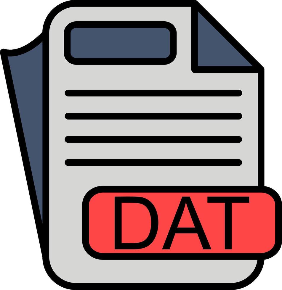 DAT File Format Line Filled Icon vector