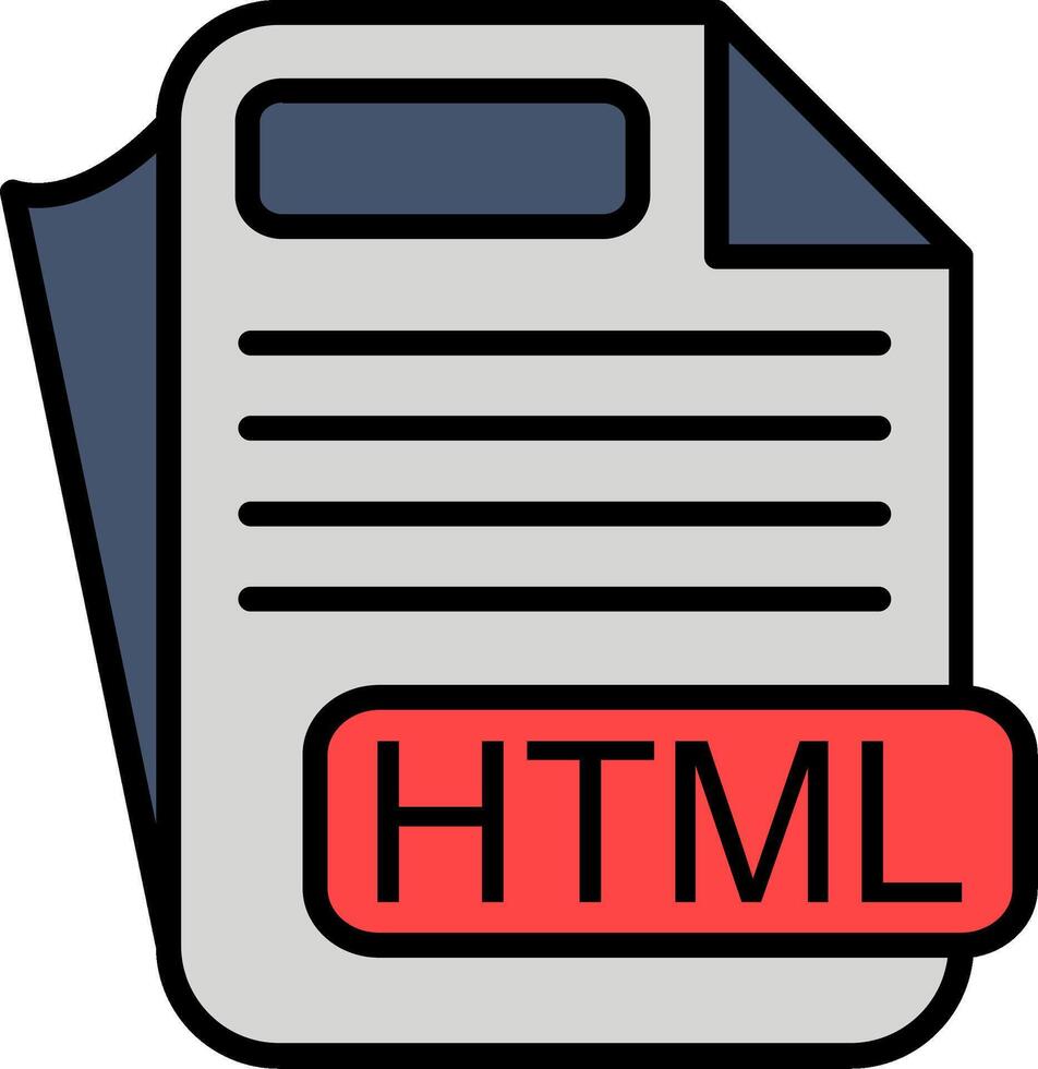 HTML File Format Line Filled Icon vector