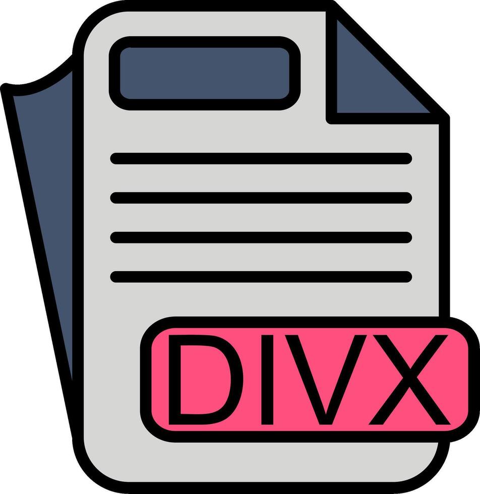 DIVX File Format Line Filled Icon vector