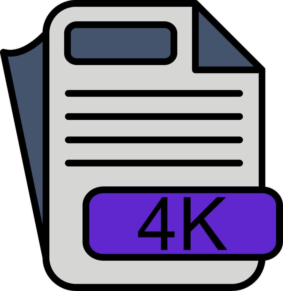 4K File Format Line Filled Icon vector