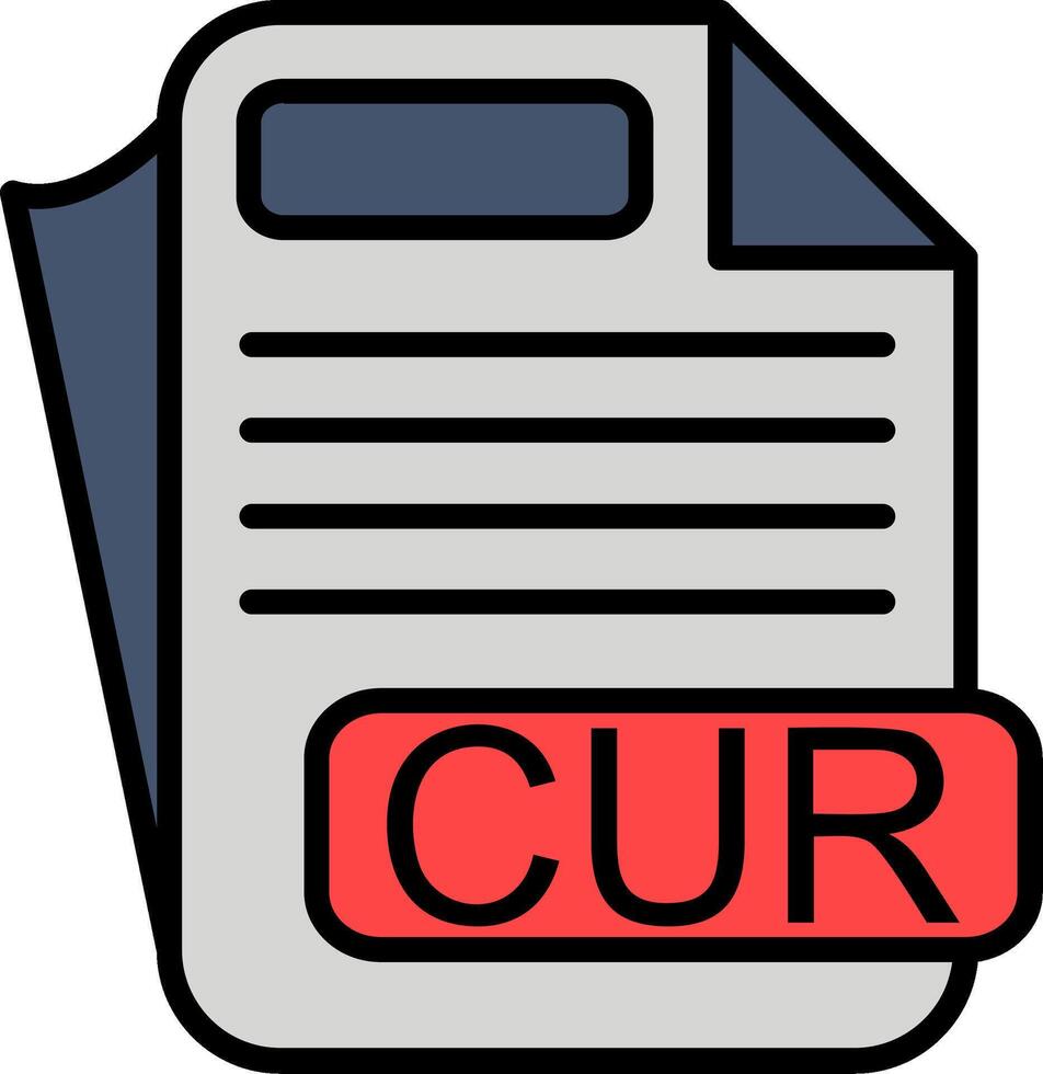 CUR File Format Line Filled Icon vector
