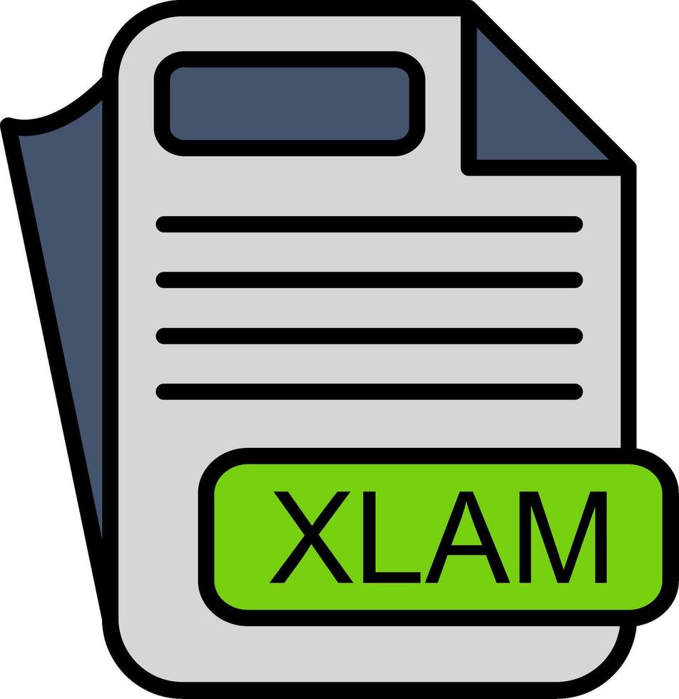 XLAM File Format Line Filled Icon vector