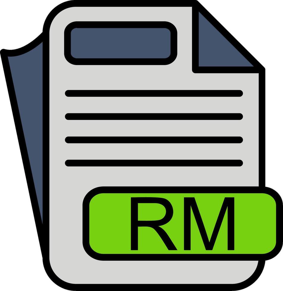 RM File Format Line Filled Icon vector