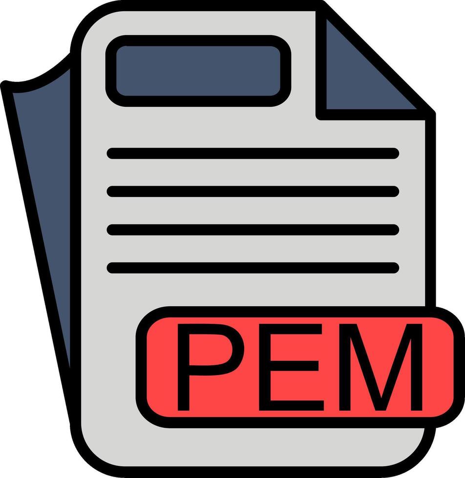 PEM File Format Line Filled Icon vector