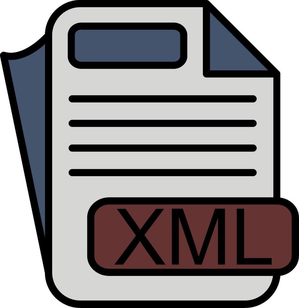 XML File Format Line Filled Icon vector
