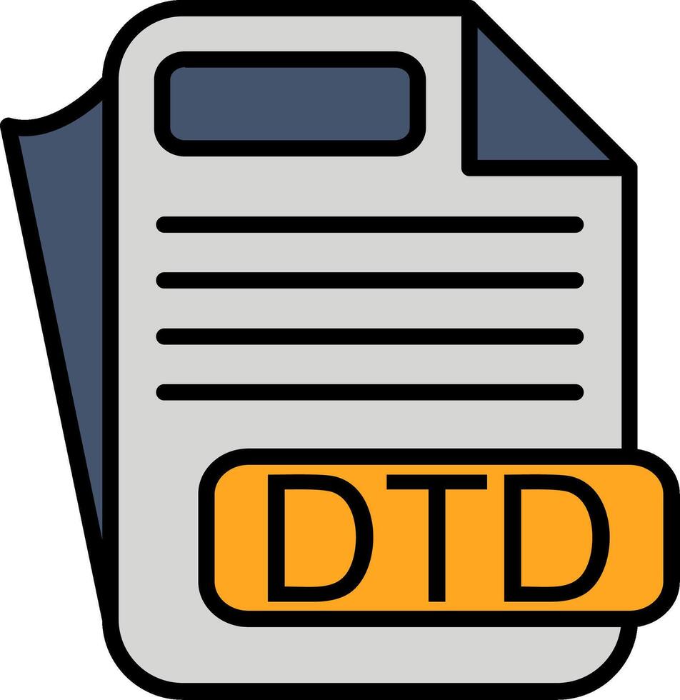 DTD File Format Line Filled Icon vector
