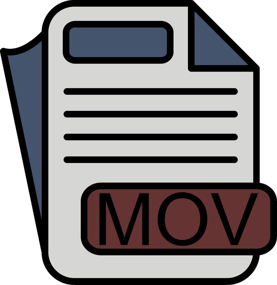 MOV File Format Line Filled Icon vector
