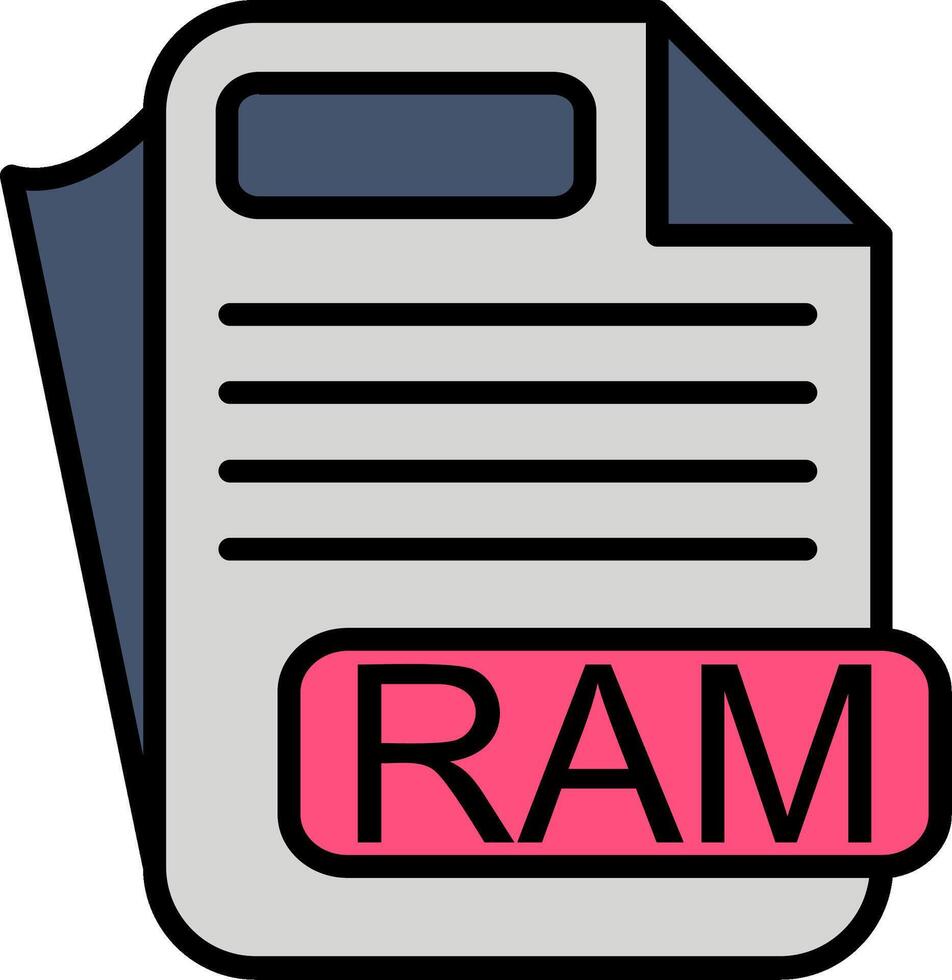 RAM File Format Line Filled Icon vector