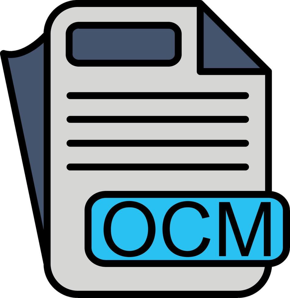 OCM File Format Line Filled Icon vector