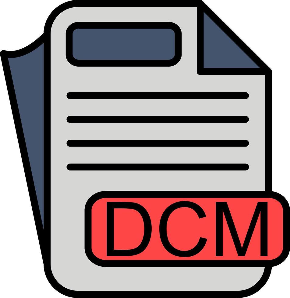 DCM File Format Line Filled Icon vector