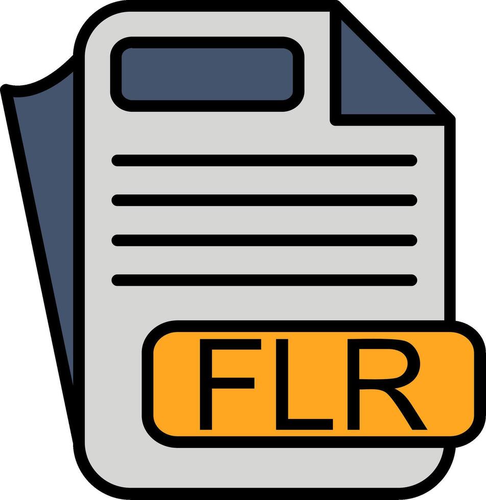 FLR File Format Line Filled Icon vector