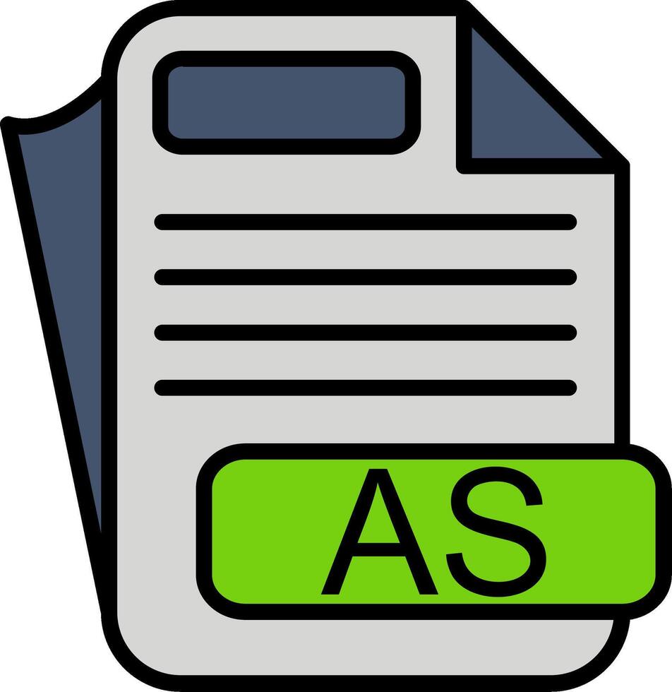 AS File Format Line Filled Icon vector