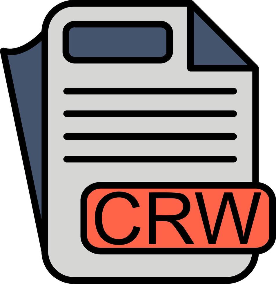 CRW File Format Line Filled Icon vector
