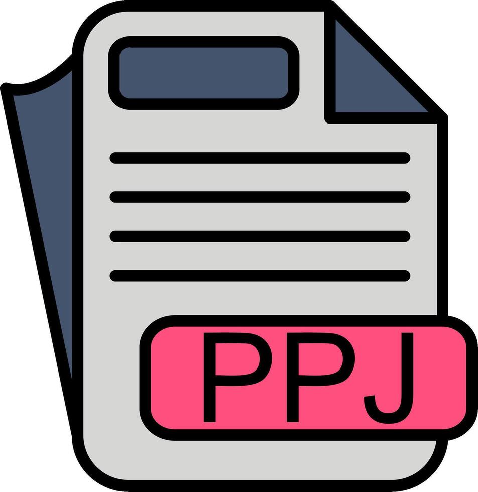 PPJ File Format Line Filled Icon vector