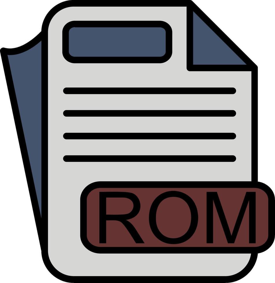 ROM File Format Line Filled Icon vector