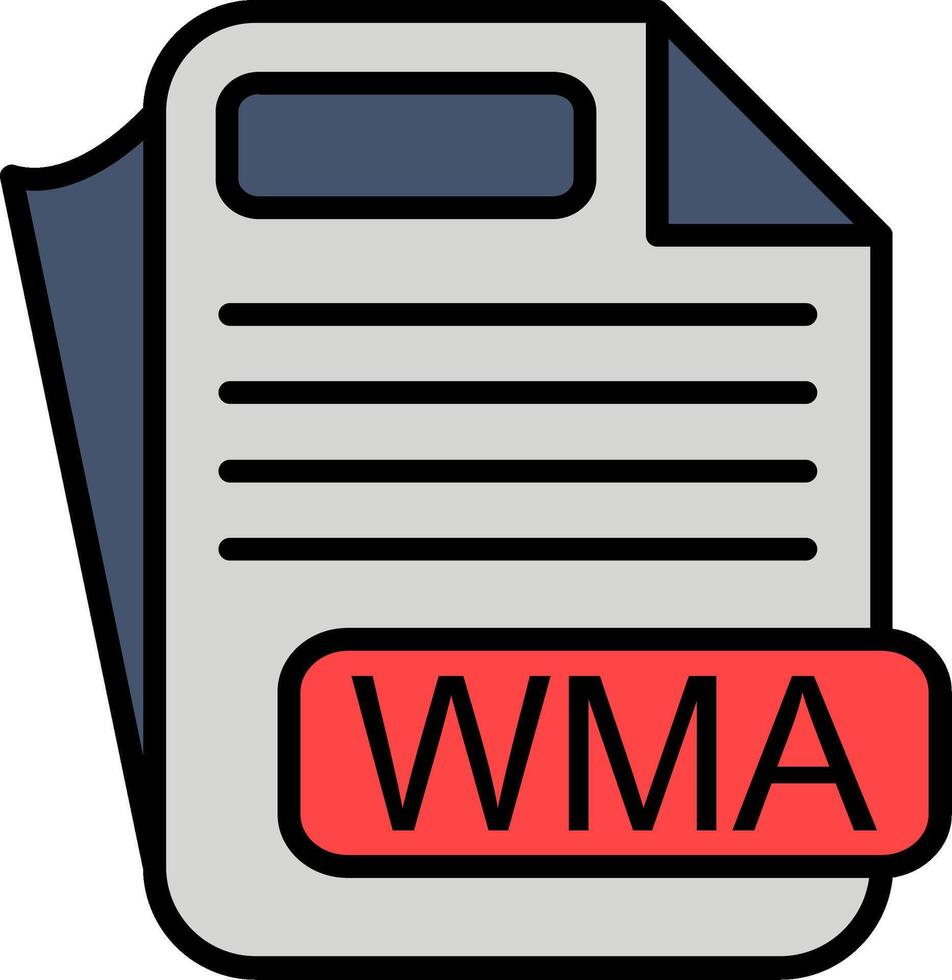 WMA File Format Line Filled Icon vector