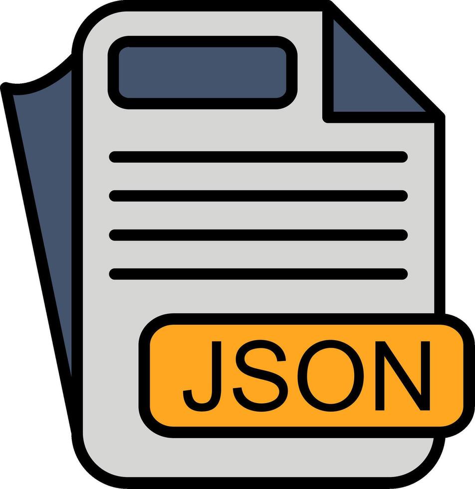 JSON File Format Line Filled Icon vector