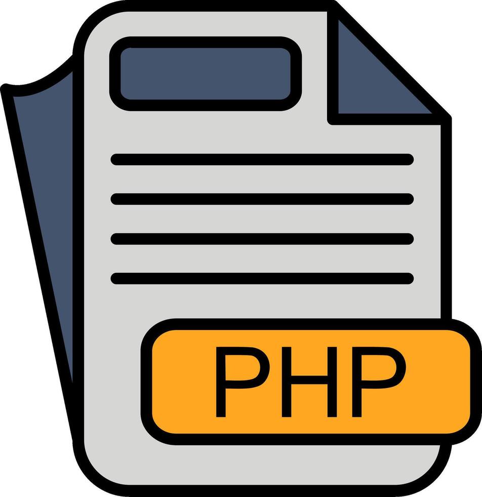 PHP File Format Line Filled Icon vector