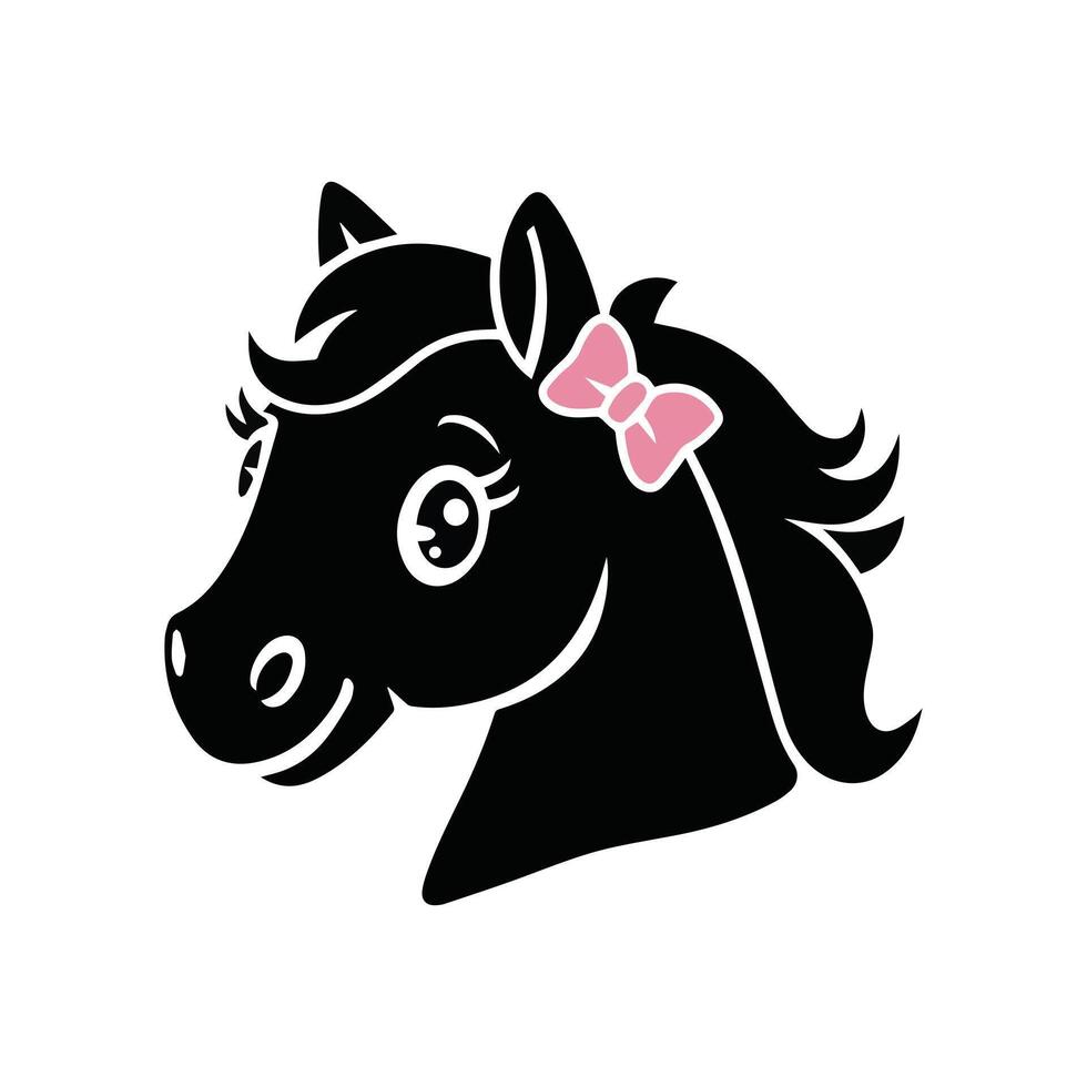 Horse portrait illustration, silhouette drawing, , white background vector