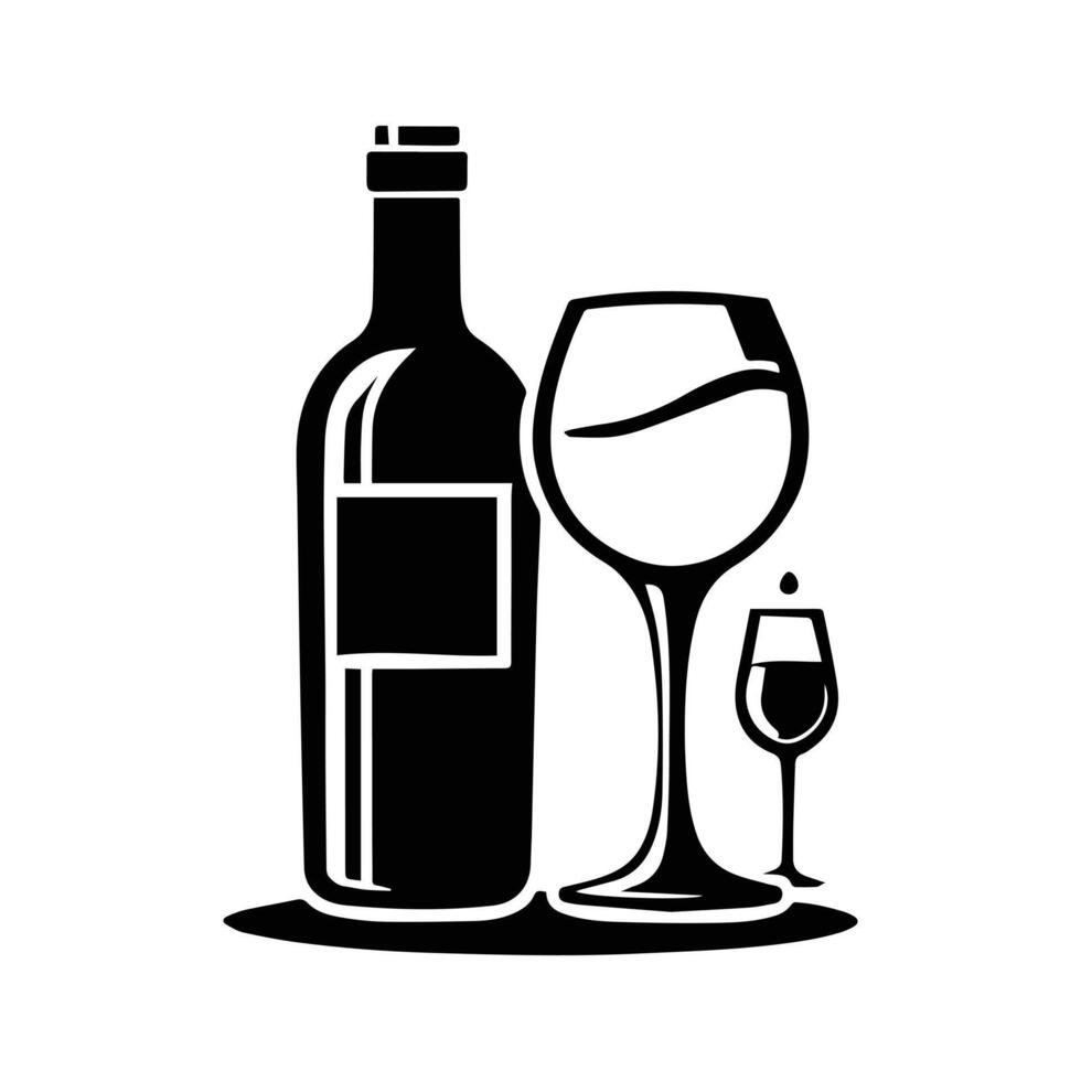 Wineglass black icon. Wine glass glyph silhouette. The symbol of alcoholic drinks. illustration flat design. Isolated on white background. Bar sign. vector
