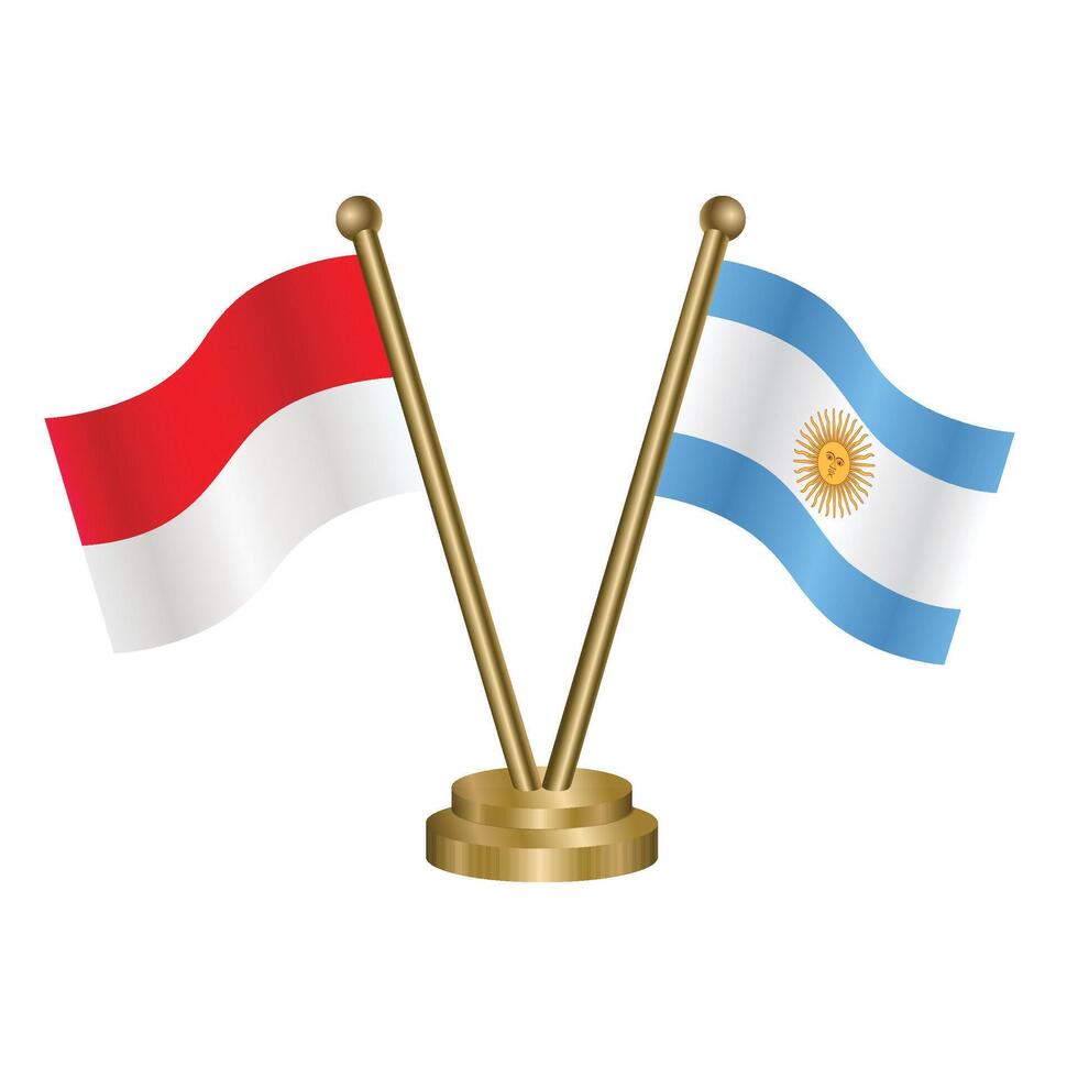 Indonesia and Argentina table flag. Illustration vector