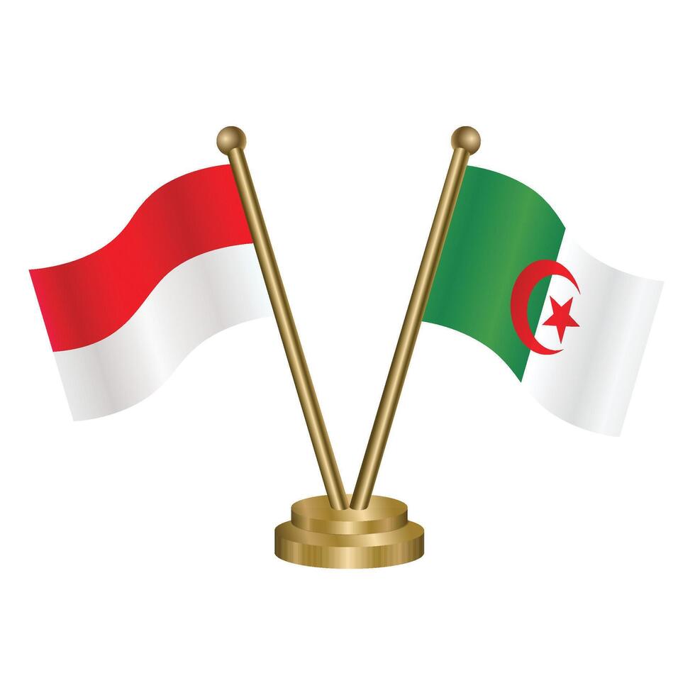 Indonesia and Algeria table flag. Illustration vector