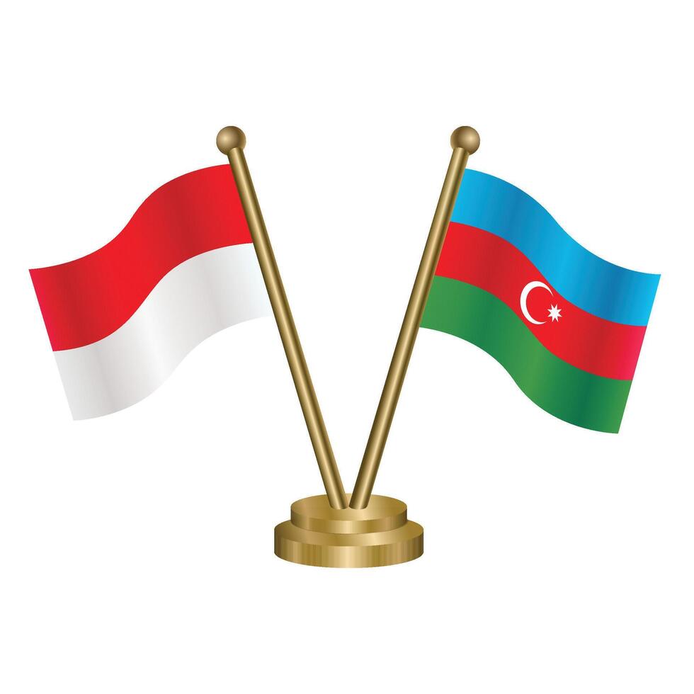Indonesia and Azerbaijan table flag. Illustration vector