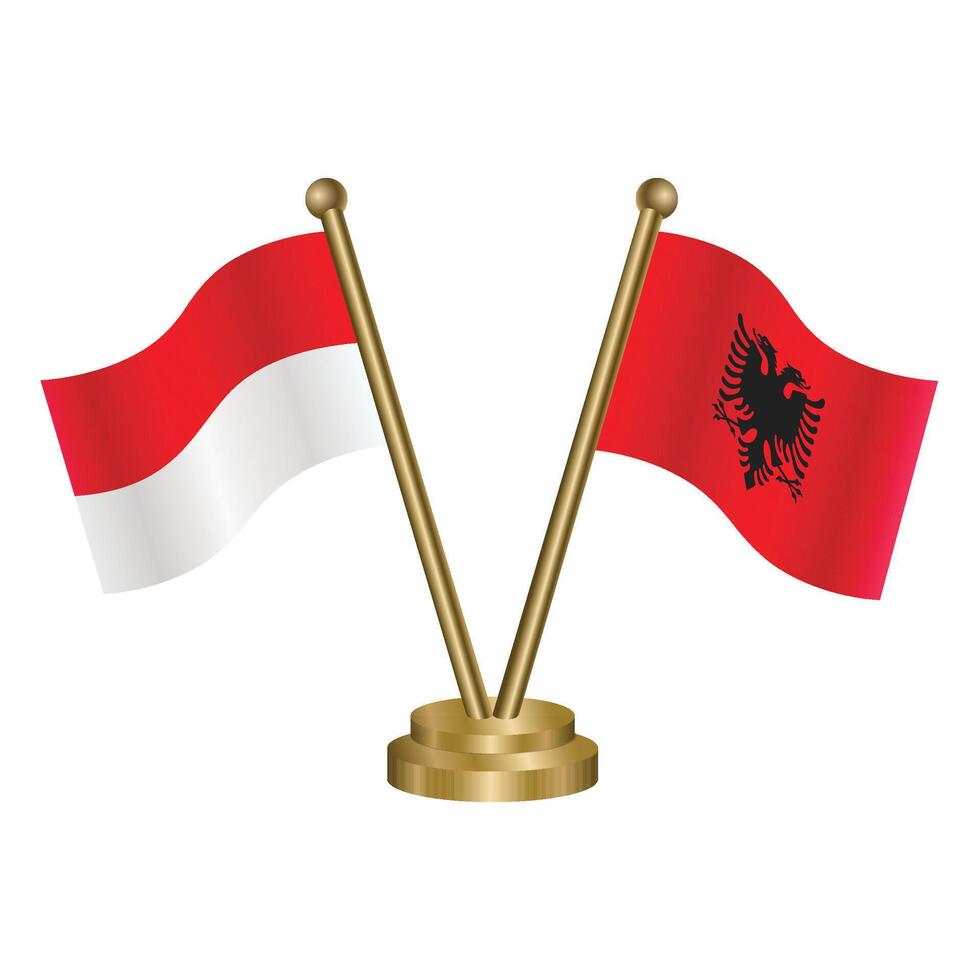 Indonesia and Albania table flag. Illustration vector
