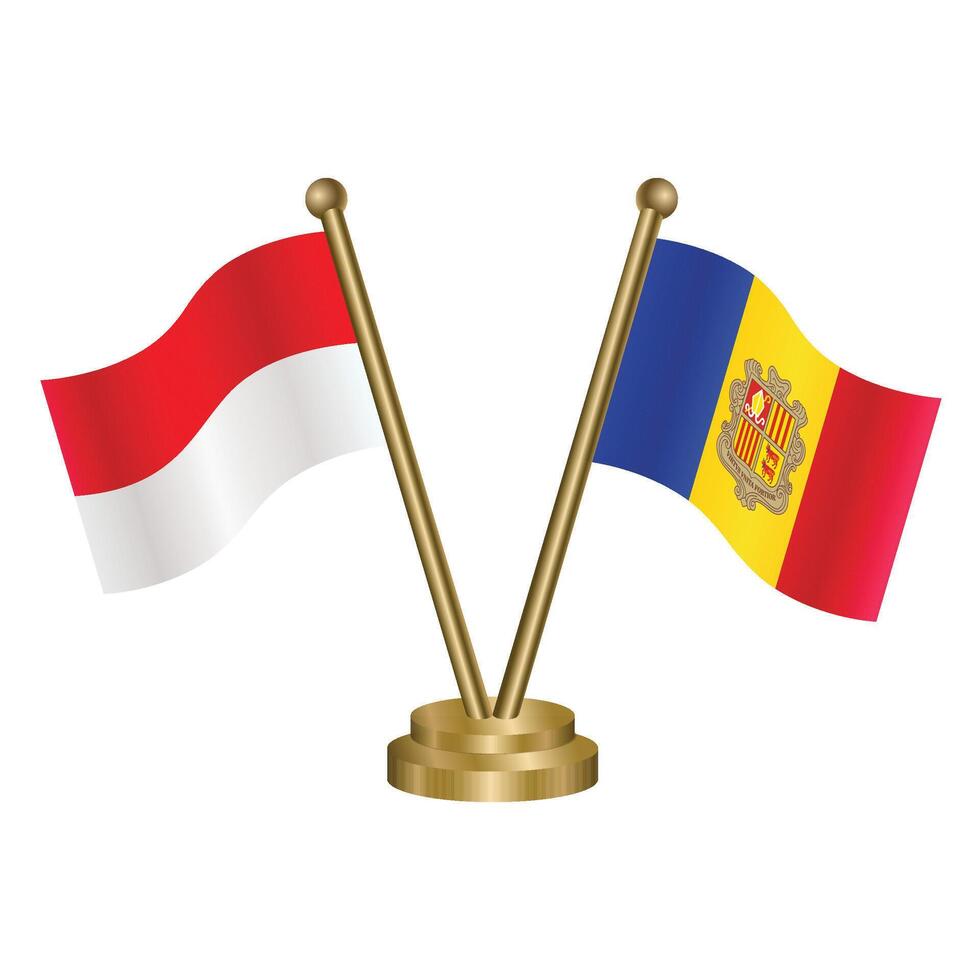 Indonesia and Andorra table flag. Illustration vector