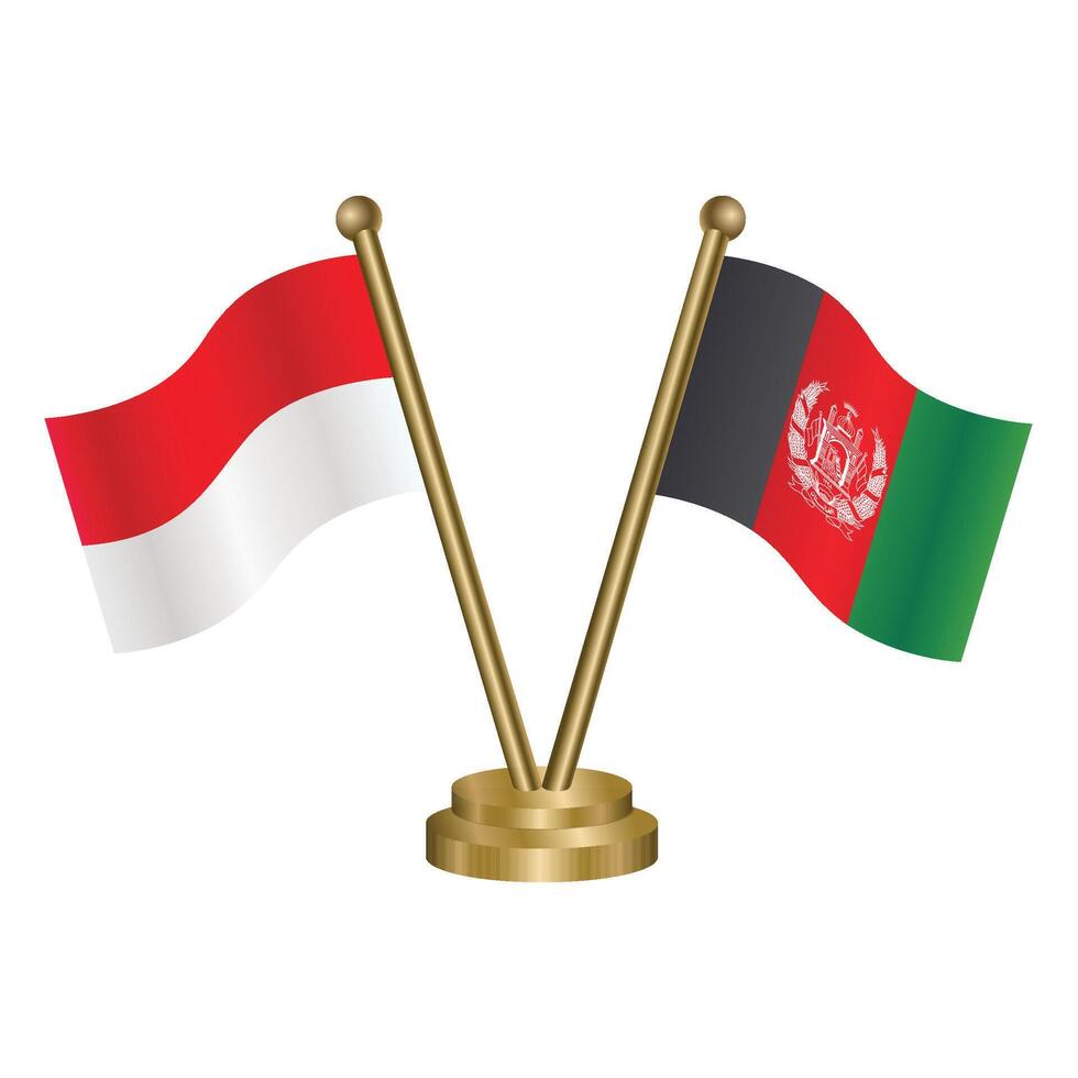 Indonesia and Afghanistan table flag. Illustration vector