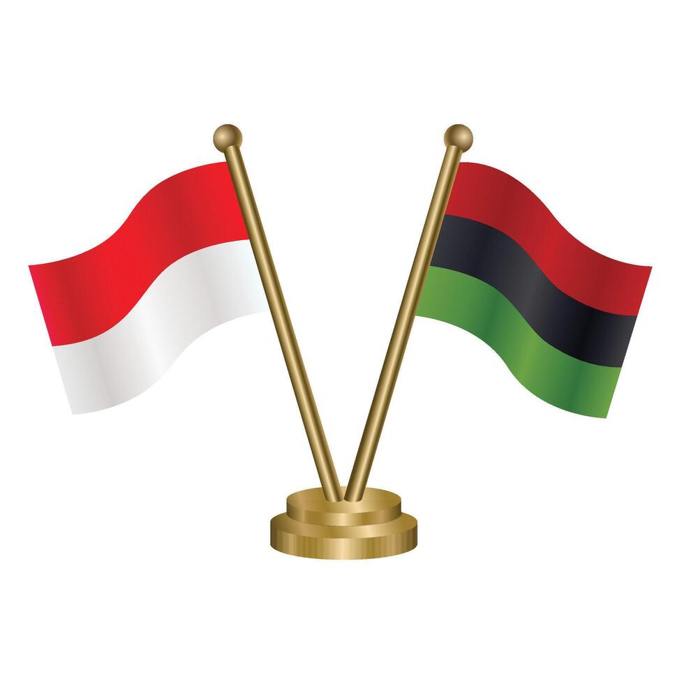 Indonesia and African American table flag. Illustration vector
