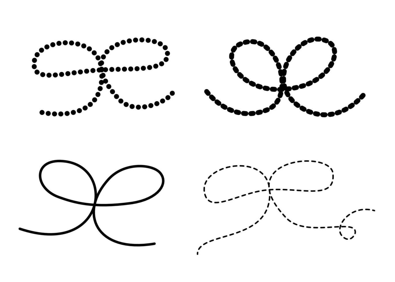Bows and ribbons with different line graphic for print, element, gift, card, celebration and illustration vector