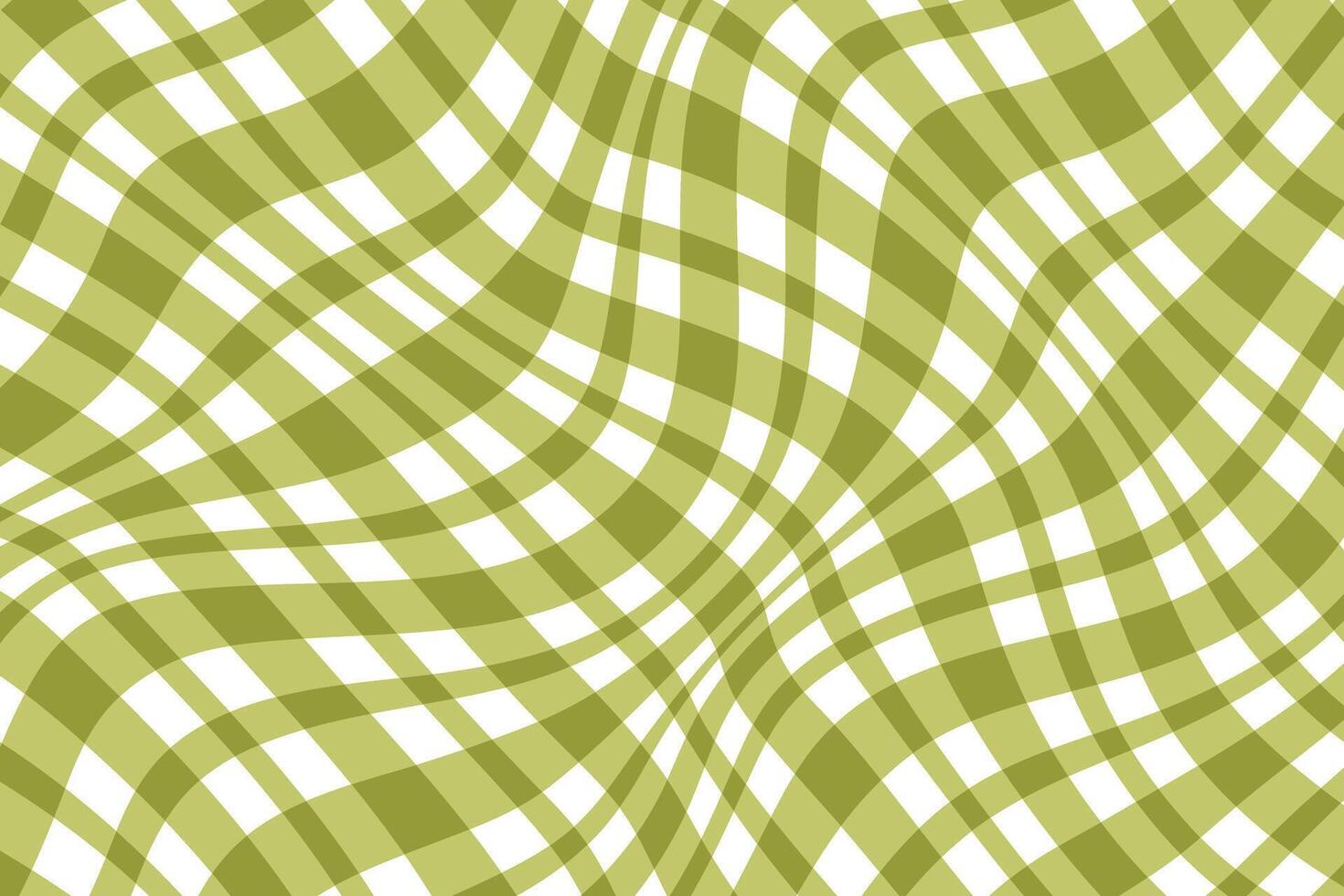 simple abstract olive color check plaid wavy distort line pattern vector