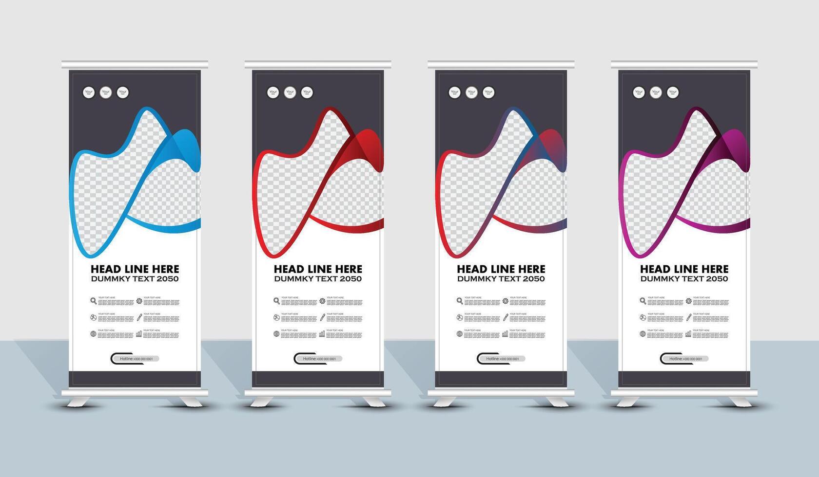 Creative roll up banner template design with abstract shape vector