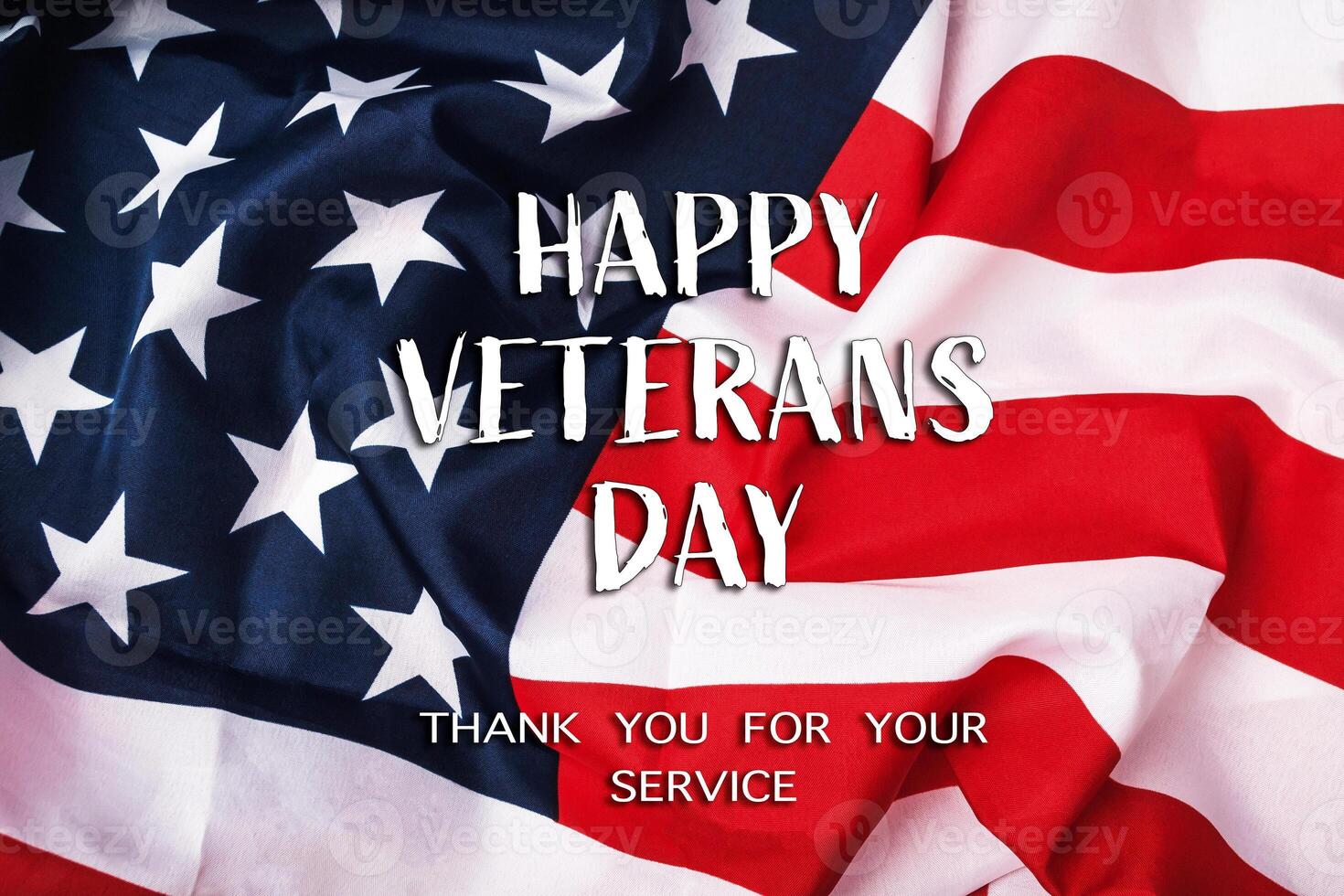Flag with stars and stripes with the words Happy Veterans Day photo